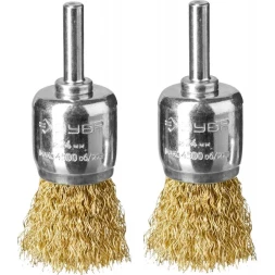 ЗУБР "ПРОФЕССИОНАЛ". Набор щеток кистевых для дрели, витая стальная латунированная проволока 0,3мм, 24мм, 2шт 35225-24-H2_z02