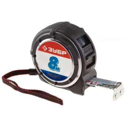 Рулетка ЗУБР &quot;ЭКСПЕРТ&quot; &quot;АНТЕЙ&quot;, металлический обрезиненный корпус, полотно с нейлоновым напылением, 8мх25мм 34053-08-25 купить в Ижевске