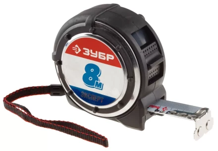 Рулетка ЗУБР &quot;ЭКСПЕРТ&quot; &quot;АНТЕЙ&quot;, металлический обрезиненный корпус, полотно с нейлоновым напылением, 8мх25мм 34053-08-25 купить в Ижевске