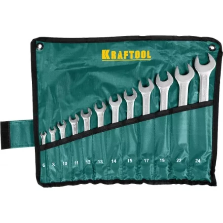 Набор комбинированных гаечных ключей 12 шт, 6 - 24 мм, KRAFTOOL 27079-H12 купить в Ижевске