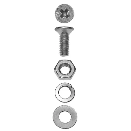 Винт ЗУБР (DIN7985) в комплекте с гайкой (DIN934), шайбой (DIN125), шайбой пруж. (DIN127),  M4x40мм, ТФ6, 16шт. 4-303476-04-040 купить в Ижевске