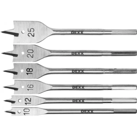Набор сверл по дереву перовых, 6шт(10-25мм), шестигранный хвостовик, DEXX 2945-H6 2945-H6 купить в Ижевске