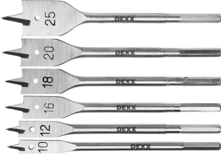 Набор сверл по дереву перовых, 6шт(10-25мм), шестигранный хвостовик, DEXX 2945-H6 2945-H6 купить в Ижевске