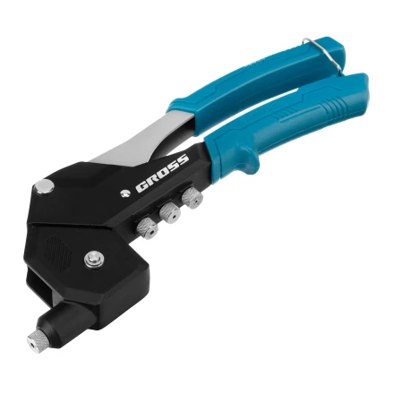 Заклепочник ручной Gross 40418, 290 мм, поворотный, 0-360, заклепки 2,4-3,2-4,0-4,8 мм купить в Ижевске