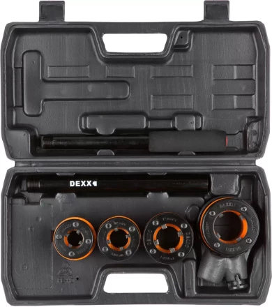 Набор DEXX: Клуппы трубные, с трещоткой 620мм, №4: 1/2", 3/4", 1", 1 1/4" 28280-H4 купить в Ижевске