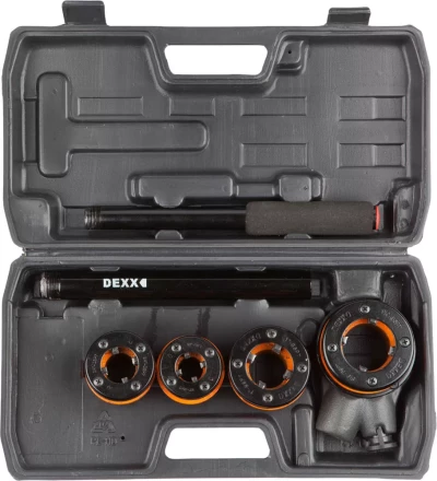 Набор DEXX: Клуппы трубные, с трещоткой 620мм, №4: 1/2", 3/4", 1", 1 1/4" 28280-H4 купить в Ижевске