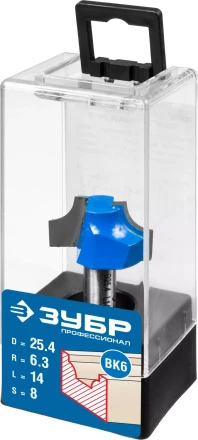 ЗУБР 25.4 x 14 мм, радиус 6.3 мм, фреза пазовая фасонная №1, Профессионал (28740-25.4) купить в Ижевске