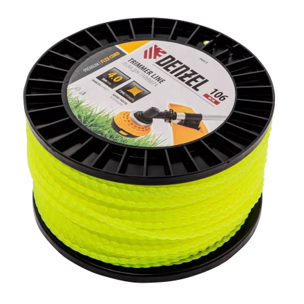 Леска для триммера витой квадрат, 4,0мм х 106м, на DIN катушке FLEX CORD// Denzel 96803 купить в Ижевске