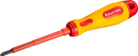 Отвертка KRAFTOOL, высоковольтная, Cr-Mo-V стержень, двухкомпонент. маслобензостойкая рукоятка, PH №2, 100мм 250084-2-100 купить в Ижевске