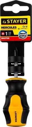 Отвертка STAYER &quot;MASTER&quot; &quot;HERCULES&quot;, Сr-V, противоскользящая рукоятка, PH1x38мм 25052-38-1_z02 купить в Ижевске