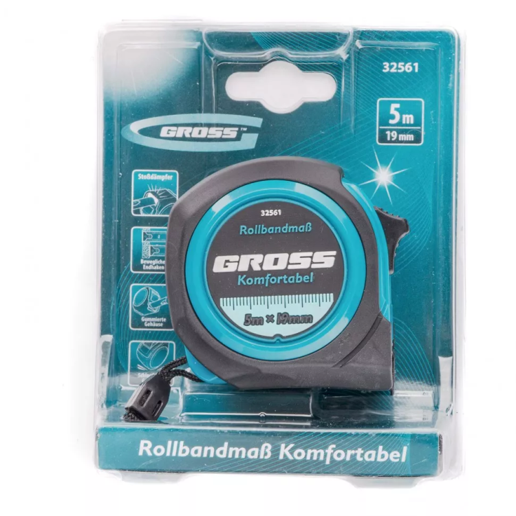 Рулетка Komfortabel 5 м х 19 мм обрезиненный корпус Gross 32561 купить в Ижевске