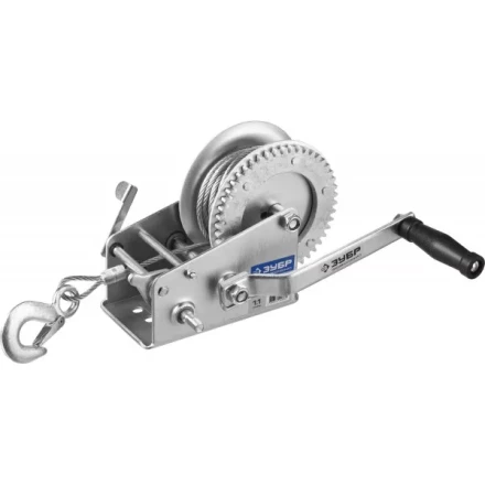 Лебедка ручная барабанная ЗУБР &quot;ПРОФЕССИОНАЛ&quot;, тяговая, тросовая, 1,1т, 8м 43113-1.1_z01 купить в Ижевске