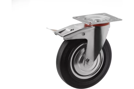 Аппаратное поворотное колесо с тормозом HITCH 100*30 резина черная SCb42 (SZ084866) купить в Ижевске