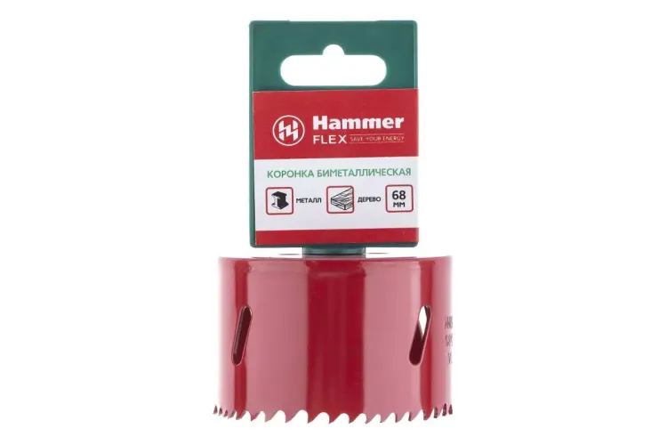 Коронка биметаллическая HAMMER Ф68х38мм 5/8" BiMETALL (224-013) купить в Ижевске