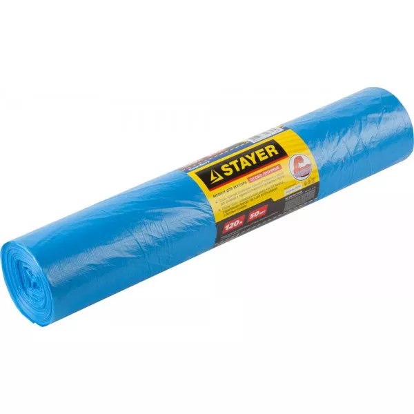 Мешки особопрочные STAYER "Comfort" для сбора мусора, голубые, 120л, 50шт 39156-120 купить в Ижевске