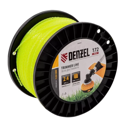 Леска для триммера зубчатый квадрат, 2,4мм х 172м, на DIN катушке FLEX CORD// Denzel 96804 купить в Ижевске