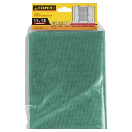 Сетка STAYER &quot;STANDARD&quot; противомоскитная для окон, в индивидуальной упак, стекловолокно+ПВХ, зеленая, 1,1х1,3м 12517-11-13 купить в Ижевске
