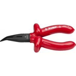 Тонкогубцы ЗУБР "МАСТЕР" "ЭЛЕКТРИК" изогнутые диэлектрические, высоковольтные до ~1000В, 160мм 2214-4-16_z02