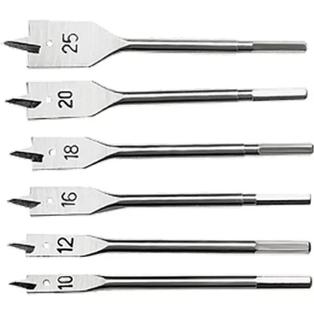 Набор сверл перовых по дереву 10-12-16-18-20-25 мм 6 штук 6-гранный хвостовик СИБРТЕХ 704155 купить в Ижевске