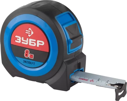 Рулетка ЗУБР, сверхширок полотно, особо длинный вылет, нейлон покрытие, упрочненный двухкомп корпус, 8м/27мм 34059-08-27 купить в Ижевске