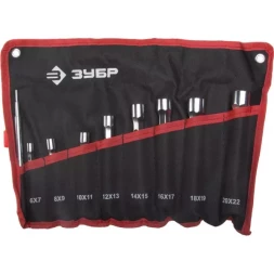 Набор ЗУБР "МАСТЕР": Ключи торцовые, двухсторонние, усиленные, шестигранный профиль, 6-22мм, с воротком, 9 шт 27190-H9