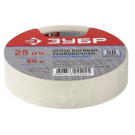 Клейкая лента ЗУБР &quot;МАСТЕР&quot;, прозрачная, 25мм х 60м 12031-25 купить в Ижевске