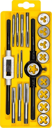 Набор метчиков и плашек STAYER &quot;MASTER&quot;, метчикодержатель 1шт, плашкодержатель 1шт, метчики 9шт, плашки 9шт, 20 предметов 28012-H20 купить в Ижевске