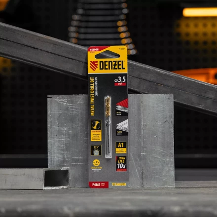 Сверло спиральное по металлу 3,5 x 70 мм, Р6М5, Golden Tip , 2шт. Denzel 718227 купить в Ижевске