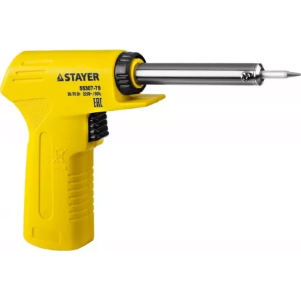 Паяльник с пистолетной пластмассовой рукояткой, STAYER &quot;MASTER&quot; MAXTerm, 55307-70, 30 - 70 Вт, конус 55307-70 купить в Ижевске
