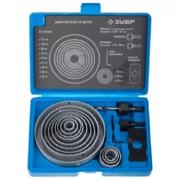 Набор ЗУБР "ЭКСПЕРТ" Коронки по дереву 19-127мм, державка 19-30мм, державка с опорн. основан, ключ имбус. 2,5мм, 15 пред 29554-H15_z01