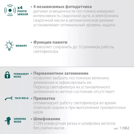 Маска сварщика с автоматическим светофильтром 11062 купить в Ижевске