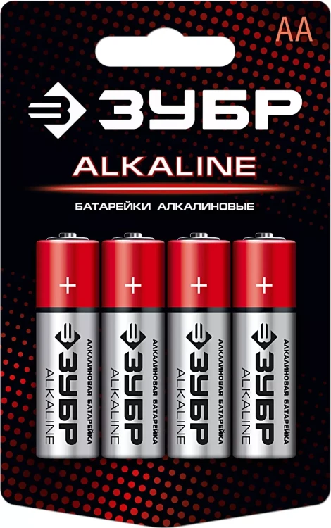 Батарейка "ЗУБР" "ALCALINE" щелочная (алкалиновая), "AA", 1,5В, 4шт 59223-4C купить в Ижевске