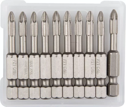 Биты &quot;ЕХPERT&quot; торсионные кованые, обточенные, KRAFTOOL 26123-1-50-10, Cr-Mo сталь, тип хвостовика E 1/4&quot;, PZ1, 50мм, 10шт 26123-1-50-10 купить в Ижевске