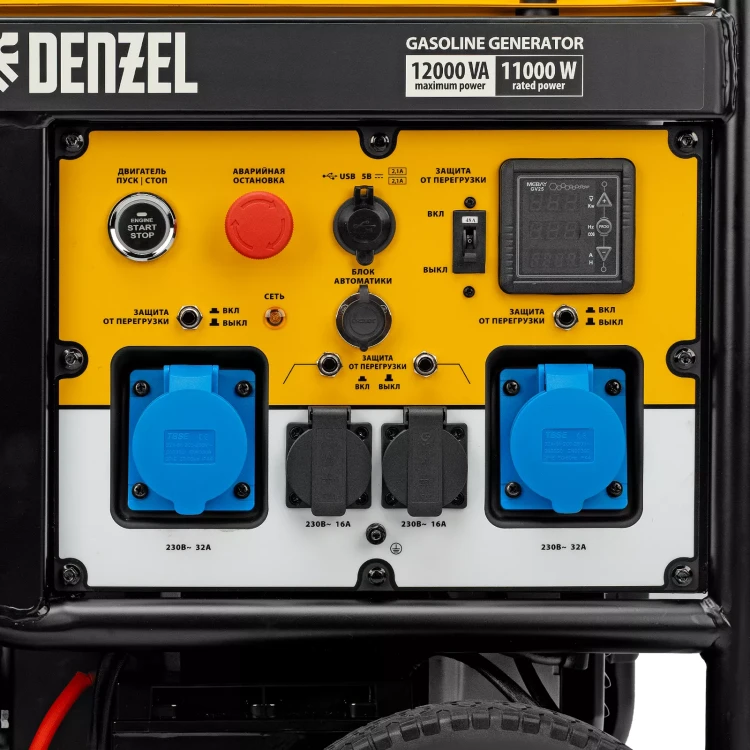Генератор бензиновый Denzel PS-120EA, 12 кВт,230 В, 40л, разъём ATS,эл.старт купить в Ижевске