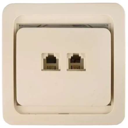Розетка СВЕТОЗАР &quot;ГАММА&quot; телефонная двойная, цвет бежевый SV-54118-B купить в Ижевске
