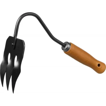 GRINDA PROLine. Грабли-рыхлитель 3-хзубые с деревянной ручкой 120х86х265мм 421514 купить в Ижевске