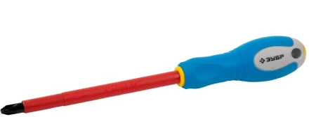ЗУБР &quot;ПРОФИ ЭЛЕКТРИК&quot;. Отвертка Cr-V, трехкомпонент рукоятка, высоковольтная до ~1000В, PH №3, 150 мм 25262-3-150 купить в Ижевске