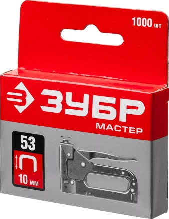 Скобы тип 53, 10 мм, закаленные, ЗУБР &quot;МАСТЕР&quot; 31625-10, 1000 шт 31625-10 купить в Ижевске