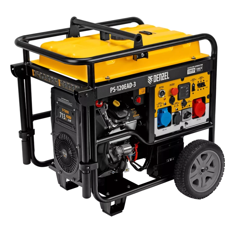 Генератор бензиновый Denzel PS-120EAD-3, 12 кВт,230/400 В, 40л, разъём ATS,перекл.режима,эл.старт купить в Ижевске