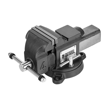 Тиски слесарные BVH-100, 100 мм, поворотные, стальная направляющая, с наковальней //Denzel 18683 купить в Ижевске