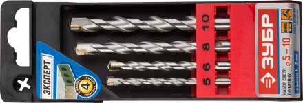 Набор ЗУБР Сверла по бетону ударные, 5-6-8-10 мм, пластиковый бокс, 4 шт 29140-H4 купить в Ижевске