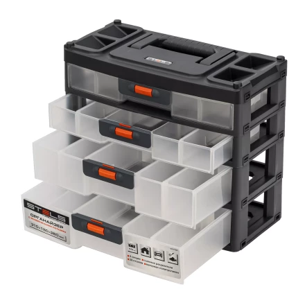Органайзер для хранения с выдвижными лотками Stels 310х150х260мм, 4 секции, пластик Россия 90728 купить в Ижевске