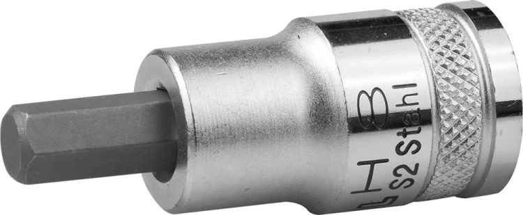 Торцовая бита-головка KRAFTOOL "INDUSTRIE QUALITAT", материал S2, HEX, сатинированная, 1/2", H8 27908-08_z01 купить в Ижевске