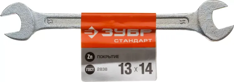 Ключ рожковый гаечный ЗУБР "СТАНДАРТ", оцинкованный, 13х14мм 27115-13-14 купить в Ижевске