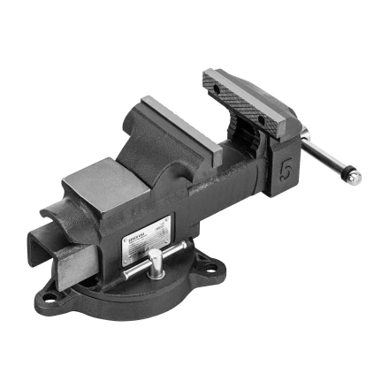 Тиски слесарные BVH-125, 125 мм, поворотные, стальная направляющая, с наковальней //Denzel 18684 купить в Ижевске