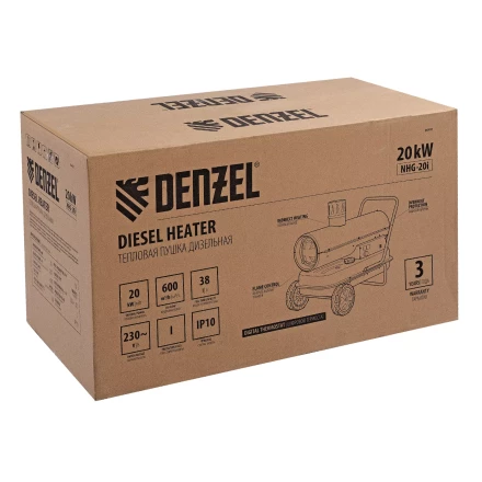 Дизельная тепловая пушка Denzel NHG-20i, 20 кВт, 600 м3/ч, непрямой нагрев, цифровой термостат купить в Ижевске