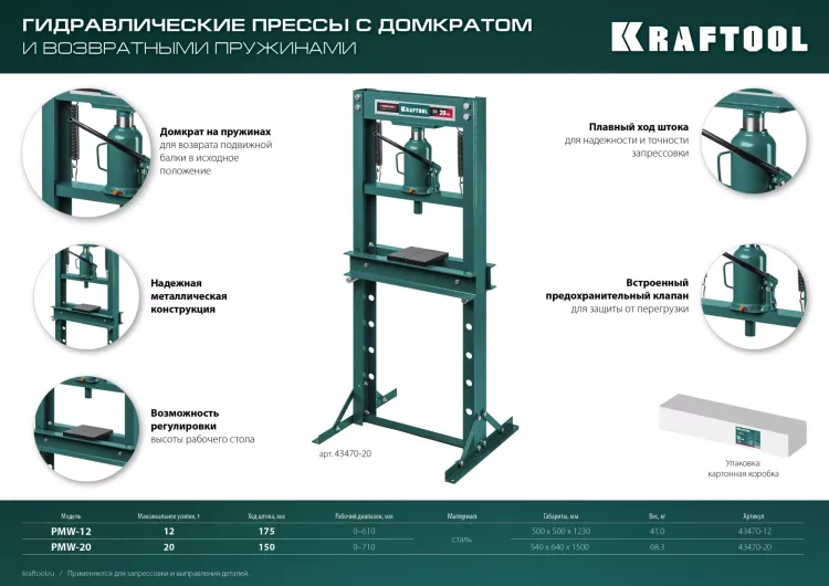 Прессы гидравлические с домкратом и возвратными пружинами 43470-12 купить в Ижевске