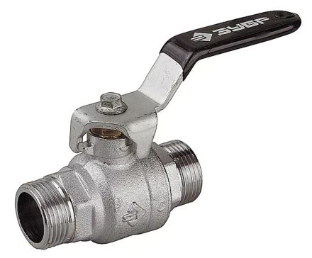 Кран шаровой ЗУБР полнопроходной &quot;папа-папа&quot;, ручка, хромиров латунь, 3/4&quot; 4-51322-C-3/4 купить в Ижевске