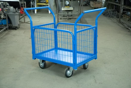 Тележка платформенная TOR ТП-2С (600х900) с бортами из сетки и двумя ручками (колеса 160 мм) 1012414 купить в Ижевске