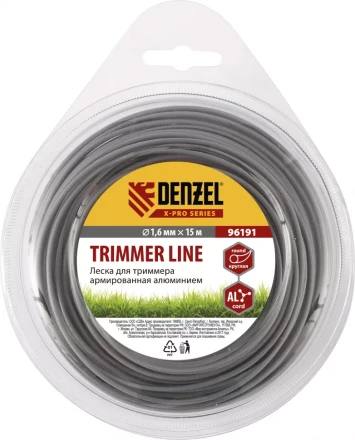 Леска для триммера армированная алюминием X-Pro круглая 1,6мм х 15м блистер Россия  Denzel 96191 купить в Ижевске
